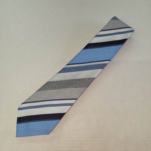 Pall Mall Tie Mens Necktie OS Blue Stripe Polyester Wash And‎ Wear - Picture 2 of 6